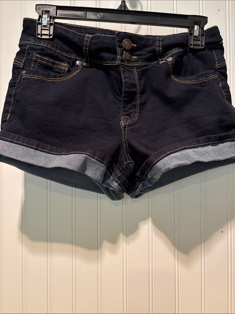 Harmony & Havoc Dark Blue Cuffed Denim Shorts Size 13